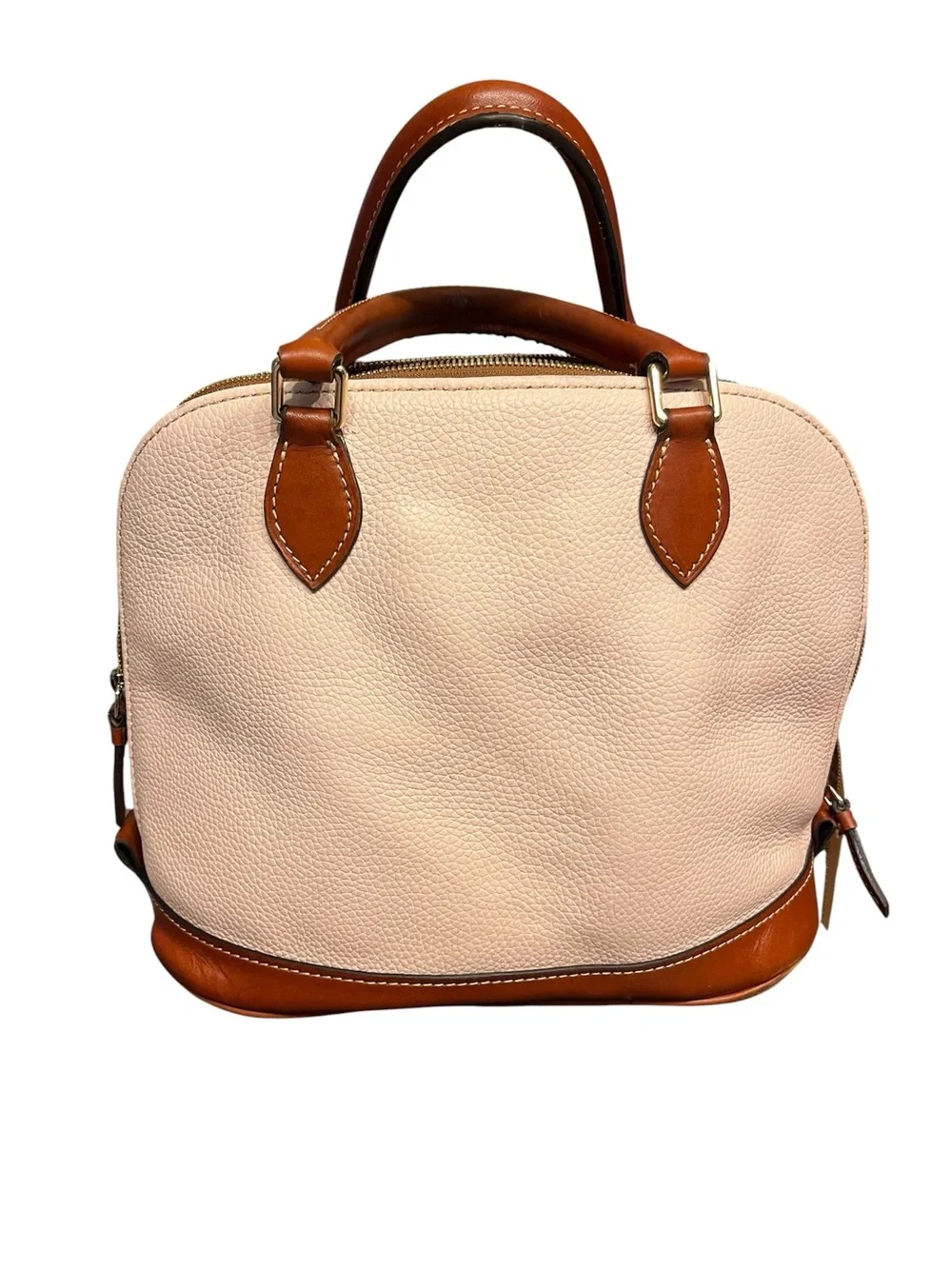 Dooney & Bourke Blush Pink Pebbled Leather Purse with Brown Trim